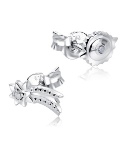 Shooting Star Designed With CZ Stone Silver Ear Stud STS-5534